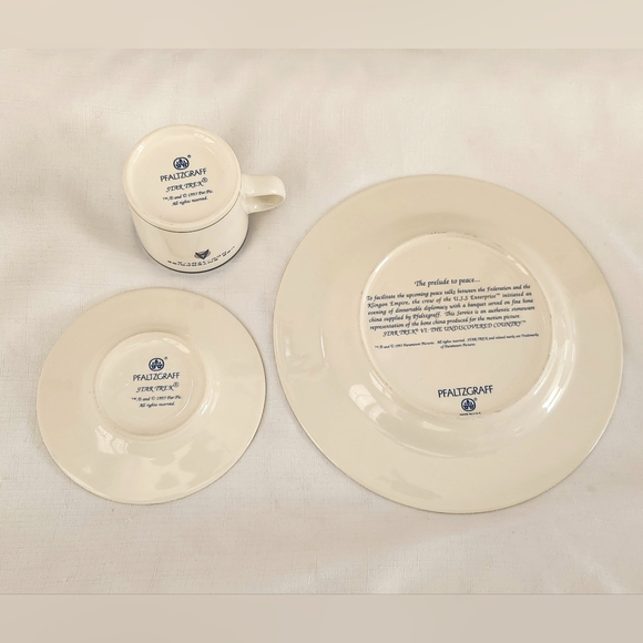 Pfaltzgraff Star Trek VI USS Enterprise 3 Piece China Buffet Set Vintage 90s 199 - Picture 5 of 12